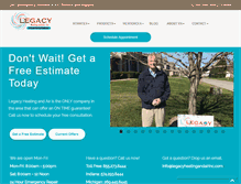 Tablet Screenshot of legacyheatingandairinc.com